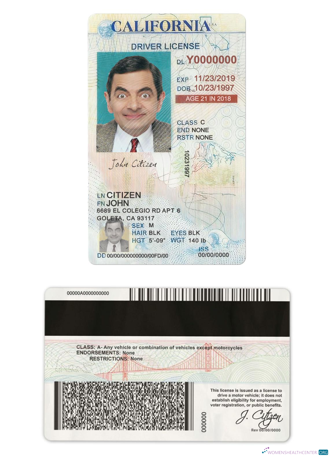 download USA California driving license under 21